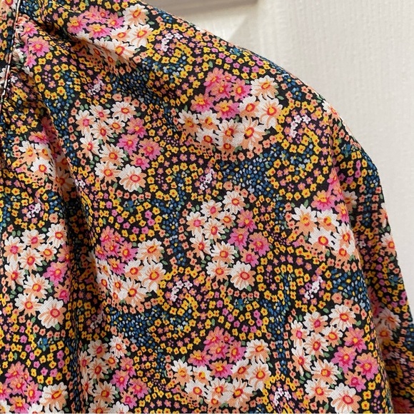 J Crew Collection tie sleeve button front top in Ratti® prism floral pink blue - Picture 5 of 9